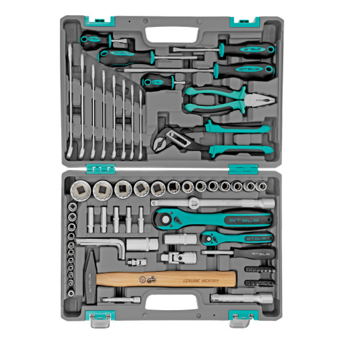 Набор инструментов, 1/2", 1/4", CrV, 12 гранные головки, пластиковый кейс, 76 предметов Stels по ценам производителя в Москве с доставкой по всей России