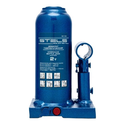 Домкрат гидравлический бутылочный телескопический, 2 т, H подъема 170-380 мм Stels по ценам производителя в Москве с доставкой по всей России