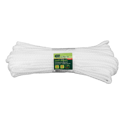 Шнур вязаный полипропиленовый с серд. белый, 6 мм, L 20 м, Сибртех по ценам производителя в Москве с доставкой по всей России