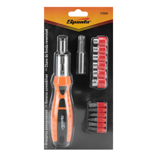 Отвертка реверсивная, биты, головки торцевые, 14 шт, Sparta по ценам производителя в Москве с доставкой по всей России