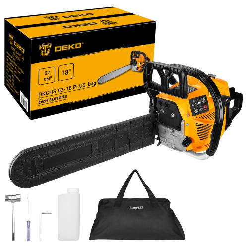 Бензопила DEKO DKCHS 52-18 PLUS, 3,8 л.с., 52 куб.см, 18", в сумке по ценам производителя в Москве с доставкой по всей России