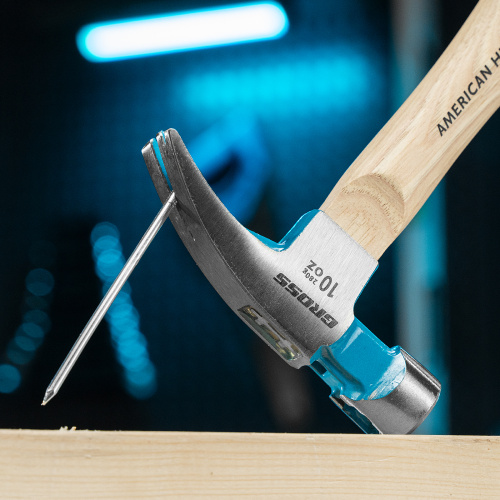 Молоток-гвоздодер, 280 г, угол 75, магнит, обрезиненная рукоятка American hickory GROSS по ценам производителя в Москве с доставкой по всей России