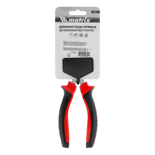 Длинногубцы прямые, 160 мм, хром-ванадий, двухкомпонентные рукоятки Matrix по ценам производителя в Москве с доставкой по всей России