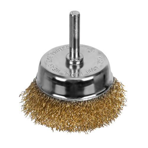 Щетка для дрели, 65 мм, "чашка" со шпилькой, латунированная витая проволока Matrix по ценам производителя в Москве с доставкой по всей России