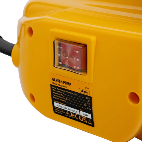 Садовый поверхностный насос GP 600, 600 Вт, 3000 л/ч, подъем 35 м, пластик Denzel по ценам производителя в Москве с доставкой по всей России