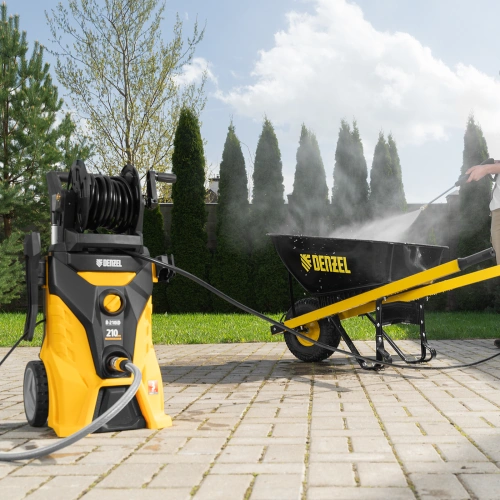 Моечная машина высокого давления R-210iD, 2600 Вт, 210 бар, 8.0 л/мин, асинхронный двигатель, барабан Denzel купить в Москве с доставкой по всей России | ProtosMarket.ru