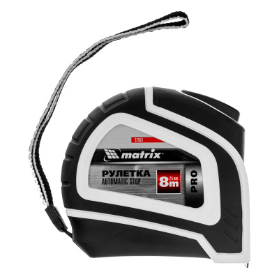 Рулетка Autostop,8 м х 25 мм,двухкомпонентный корпус,автоматическая фиксация,Pro Matrix по ценам производителя в Москве с доставкой по всей России