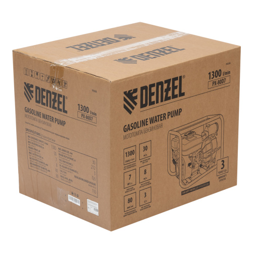 Мотопомпа бензиновая для грязной воды PX-80D7, 7 л.с., 3", 1300 л/мин, глуб 8 м,напор 30 м Denzel по ценам производителя в Москве с доставкой по всей России
