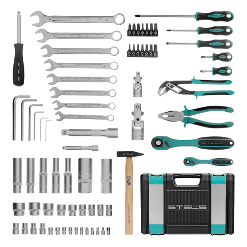 Набор инструментов, 1/2", 1/4", CrV, 12 гранные головки, пластиковый кейс, 76 предметов Stels по ценам производителя в Москве с доставкой по всей России