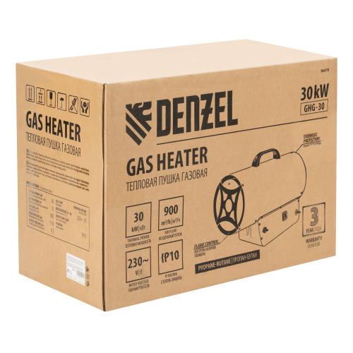 Газовая тепловая пушка GHG-30, 30 кВт, 900 м3/ч, пропан-бутан Denzel по ценам производителя в Москве с доставкой по всей России