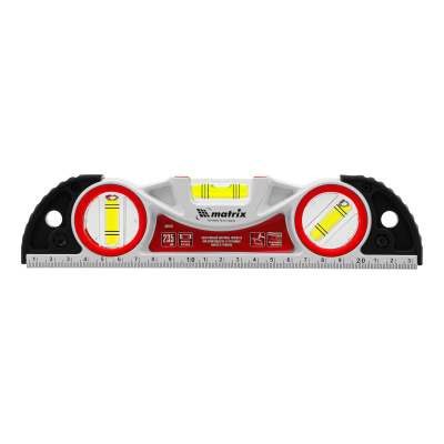 Уровень алюминиевый литой, фрезерованный, 3 глазка, две ударные площадки, 235 мм Matrix по ценам производителя в Москве с доставкой по всей России