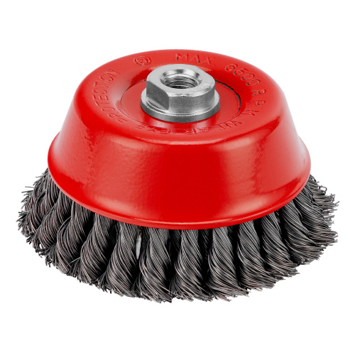 Щетка для УШМ, 125 мм, М14, "чашка", двухрядная, крученая проволока 0.5 мм Matrix по ценам производителя в Москве с доставкой по всей России