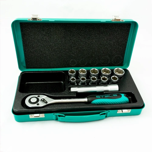 Набор торцевых головок, 1/2, головки 10 - 24 мм, с трещоточным ключом, 12 предметов Stels по ценам производителя в Москве с доставкой по всей России