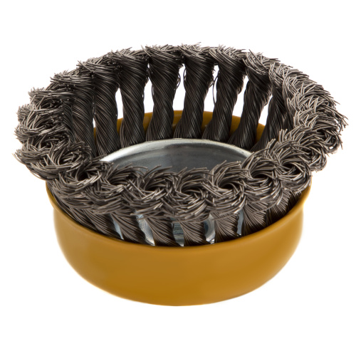 Щетка для УШМ, 100 мм, "Чашка", крученая нержавеющая проволока 0.5 мм, М14 Denzel по ценам производителя в Москве с доставкой по всей России