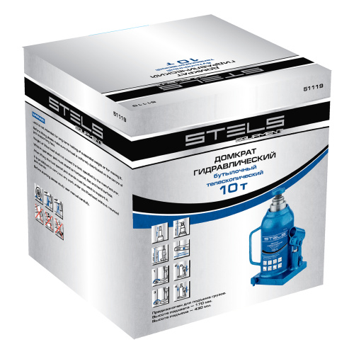 Домкрат гидравлический бутылочный телескопический, 10 т, H подъема 170-430 мм Stels по ценам производителя в Москве с доставкой по всей России