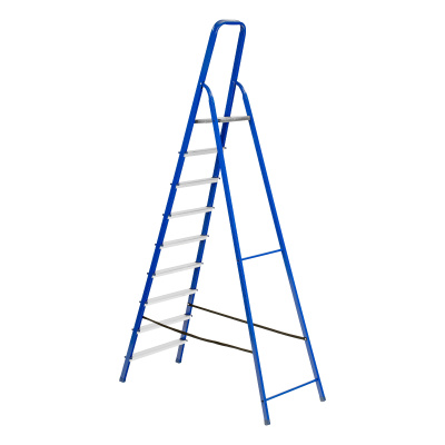 Стремянка, 9 ступеней, стальной профиль, алюминиевые ступени Сибртех по ценам производителя в Москве с доставкой по всей России