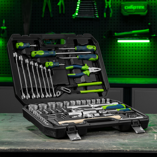 Набор инструментов, 1/2", 1/4", пластиковый кейс 76 предметов Сибртех по ценам производителя в Москве с доставкой по всей России