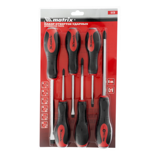 Набор ударных отверток 6 шт, PH1 х 75, PH2 х 100, PH3 х 150, SL5 х 75, SL6 х 100, SL8 х 150, CrV Matrix по ценам производителя в Москве с доставкой по всей России