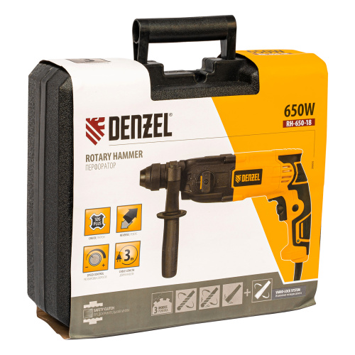 Перфоратор электрический RH-650-18, SDS-plus, 650 Вт, 2.0 Дж, 3 плюс 1 режим Denzel по ценам производителя в Москве с доставкой по всей России