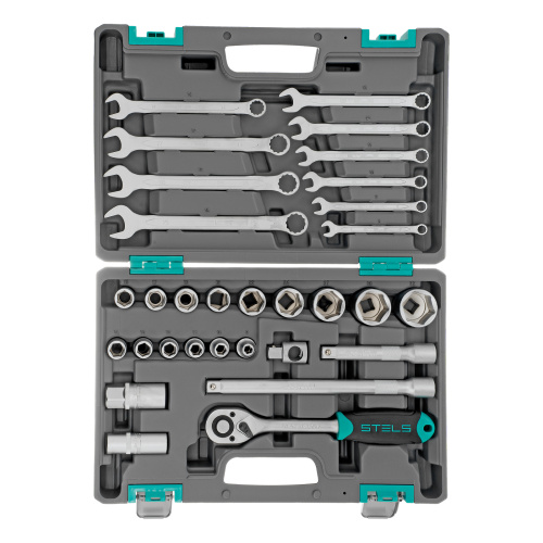 Набор инструментов, 1/2", CrV, пластиковый кейс 31 предмет Stels по ценам производителя в Москве с доставкой по всей России