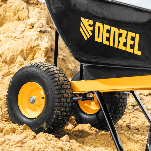 Тачка строительная, усиленная, объем 140 л, 250 кг, двухколесная, колесо 15х6.00-6 Denzel по ценам производителя в Москве с доставкой по всей России