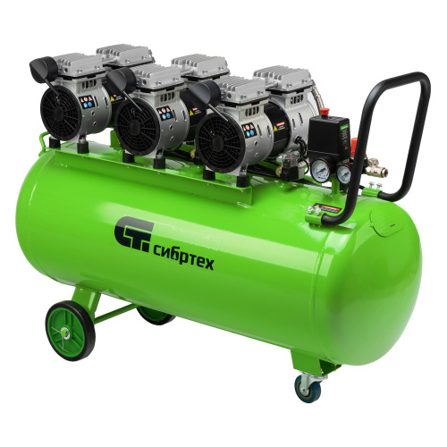 Компрессор безмаслянный малошумный МБ 2250/100, 2250 Вт, 100л, 400 л/мин Сибртех по ценам производителя в Москве с доставкой по всей России