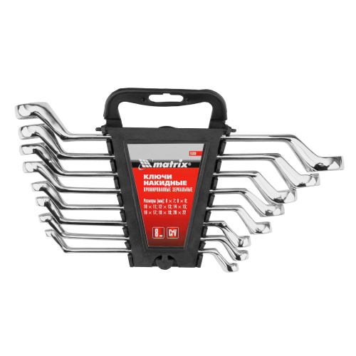 Набор ключей накидных 8 шт, 6-22мм, CrV, Elliptical, зеркальное хромирование Matrix по ценам производителя в Москве с доставкой по всей России