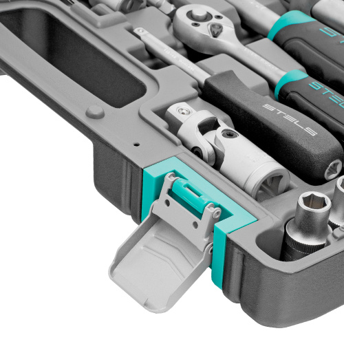 Набор инструментов, 1/2", 1/4", CrV, пластиковый кейс 94 предмета Stels купить в Москве с доставкой по всей России | ProtosMarket.ru