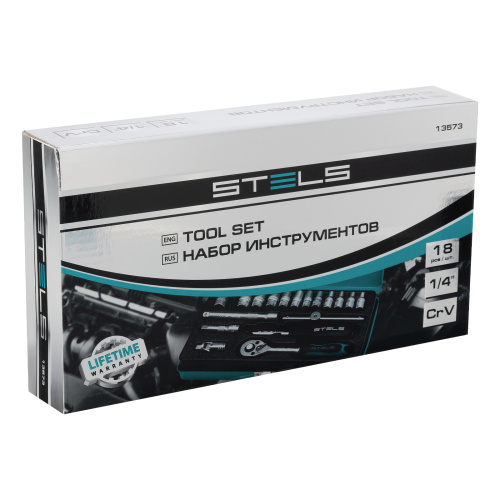 Набор торцевых головок с трещоткой, 1/4", 18 предметов Stels по ценам производителя в Москве с доставкой по всей России