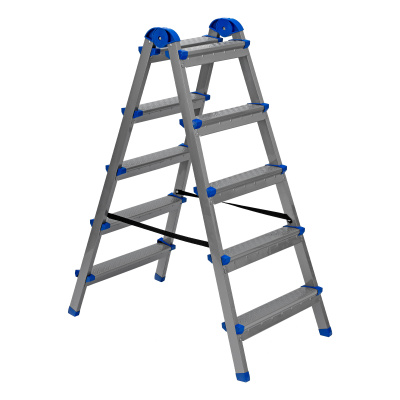 Стремянка двухсторонняя 5 ступеней, сталь профиль, стальные ступени, Сибртех по ценам производителя в Москве с доставкой по всей России