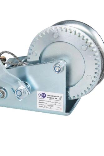 Лебедка ручная барабанная с тросом 1300кг  10м оцинкованная TOR FD по ценам производителя в Москве с доставкой по всей России