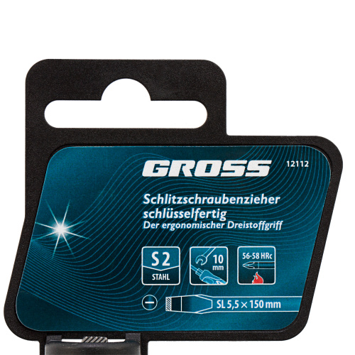 Отвертка SL5.5 x 150 мм, S2, трехкомпонентная рукоятка Gross по ценам производителя в Москве с доставкой по всей России