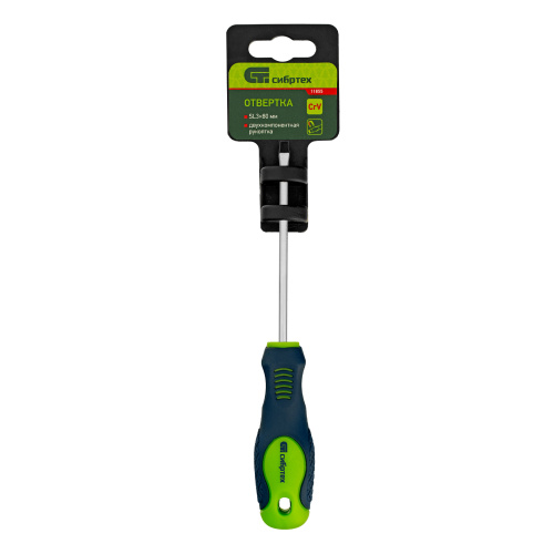 Отвертка, SL3 х 80 мм, CrV, двухкомпонентная рукоятка Сибртех по ценам производителя в Москве с доставкой по всей России