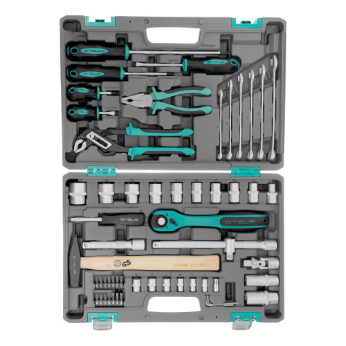 Набор инструментов, 1/2", Cr-V, S2, усиленный кейс, 58 предметов Stels по ценам производителя в Москве с доставкой по всей России