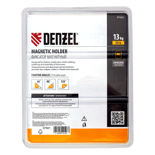 Фиксатор магнитный отключаемый для сварочных работ усилие 30 LB, 45х90 град. Denzel по ценам производителя в Москве с доставкой по всей России