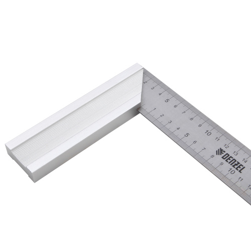 Угольник стальной 300 мм, нержавеющая сталь, градуировка, алюминиевое основание Denzel по ценам производителя в Москве с доставкой по всей России