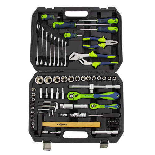 Набор инструментов 76 предметов CrV, 1/2", 1/4" Сибртех по ценам производителя в Москве с доставкой по всей России