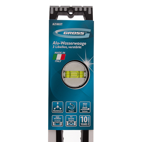 Уровень алюминиевый, 600 мм, усиленный, рукоятки, фрезерованный, 3 глазка, магнитный Gross по ценам производителя в Москве с доставкой по всей России