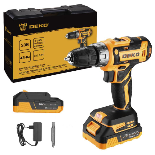 Дрель-шуруповерт аккумуляторная DEKO DKCD20-Li в кейсе, 20В, 2х2.5Ач по ценам производителя в Москве с доставкой по всей России