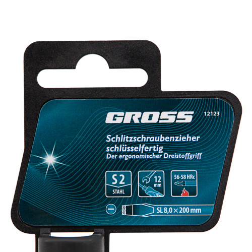 Отвертка SL8x 200 мм, S2, трехкомпонентная рукоятка Gross по ценам производителя в Москве с доставкой по всей России