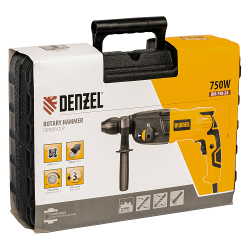 Перфоратор электрический RH-750-24, SDS-plus, 750 Вт, 2.5 Дж, 3 режима Denzel по ценам производителя в Москве с доставкой по всей России