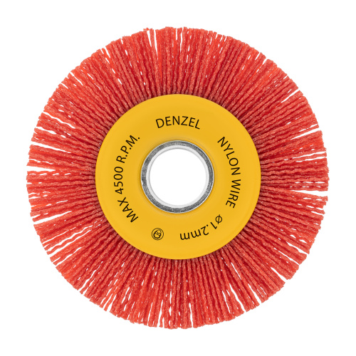 Щетка для УШМ, 125 мм, Плоская, нейлоновая щетина, посадка 22,2 мм Denzel по ценам производителя в Москве с доставкой по всей России