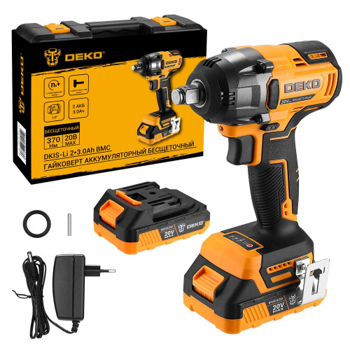 Гайковерт аккумуляторный бесщеточный DEKO DKIS-Li, 20В, 2*3.0Ач, 370 Нм, в кейсе по ценам производителя в Москве с доставкой по всей России