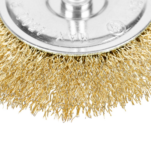 Щетка для дрели 100 мм, плоская со шпилькой, латунированная витая проволока Matrix по ценам производителя в Москве с доставкой по всей России