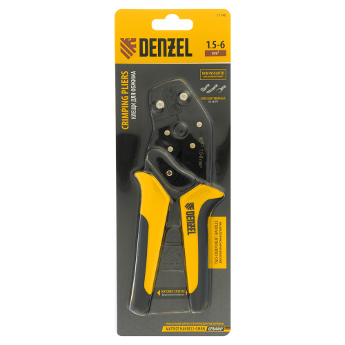 Клещи для обжима неизолированных наконечников НК и НВ, разъемов РП, 1,5 - 6 мм2 Denzel по ценам производителя в Москве с доставкой по всей России