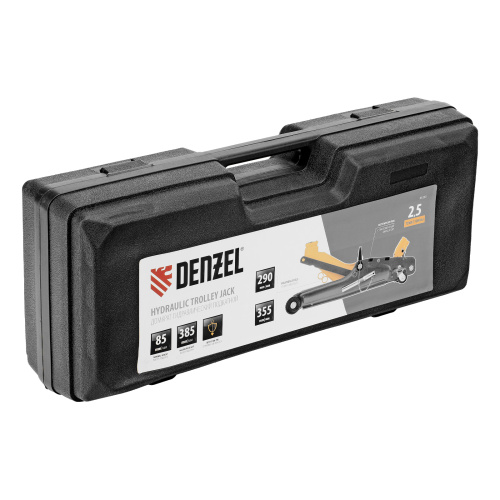 Домкрат гидравлический подкатной с фиксатором, 2,5 т,  85-385 мм, в пласт. кейсе Denzel по ценам производителя в Москве с доставкой по всей России