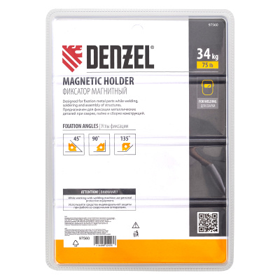 Фиксатор магнитный для сварочных работ усилие 75 LB Denzel по ценам производителя в Москве с доставкой по всей России