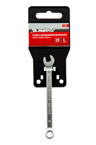 Ключ комбинированный, 6 мм, CrV, матовый хром Matrix по ценам производителя в Москве с доставкой по всей России