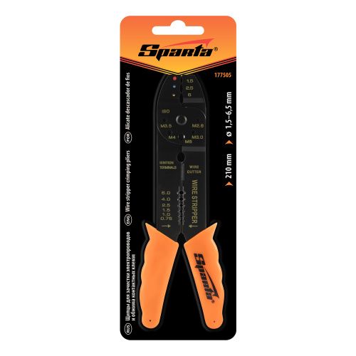 Щипцы, 210 мм, для зачистки электропроводов и обжима контактных кле мм, 1.5-6.5 мм Sparta по ценам производителя в Москве с доставкой по всей России
