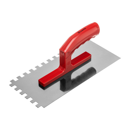 Гладилка стальная, 280 x 130 мм, зеркальная полировка, пластмастмассовая ручка, зуб 10 x 10 мм Matrix по ценам производителя в Москве с доставкой по всей России